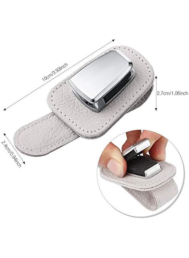 2 Packs Sunglasses Holder for Car Universal Visor Sunglasses Holder Clip Leather Eyeglasses Hanger and Ticket Card Clip Eyeglasses Mount for Car(Gray) - Image 4